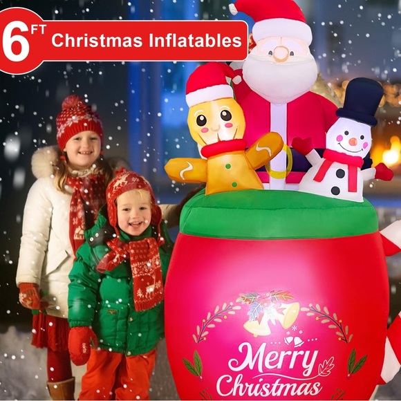Christmas Inflatable Santa Snowman Gingerbread “Merry...